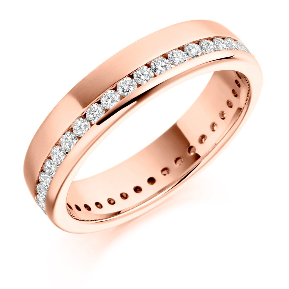 Offset Channel-Set Diamond Full Eternity Ring, 0.65ct in Rose Gold