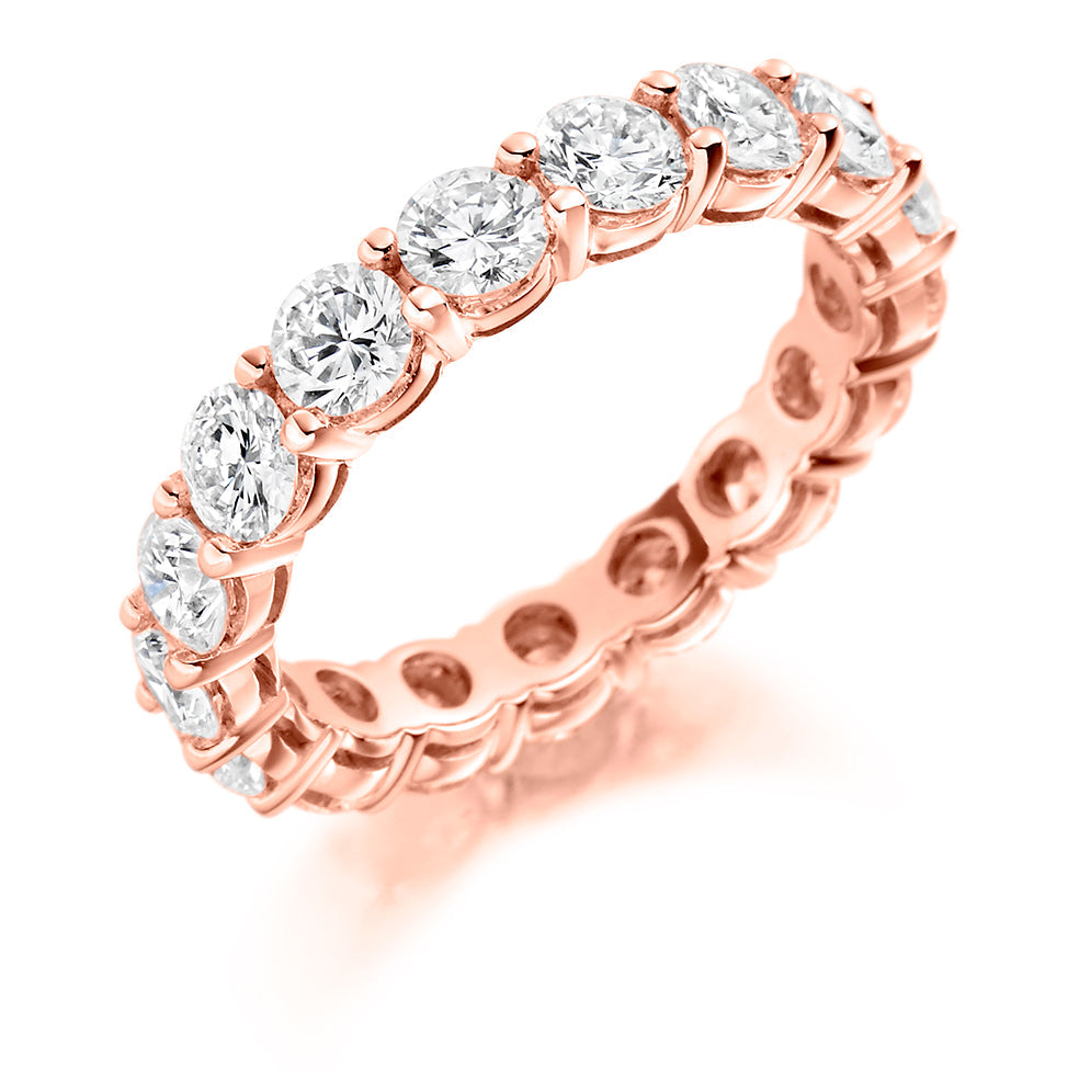 Claw-Set Diamond Full Eternity Ring, 2.5ct in Rose Gold