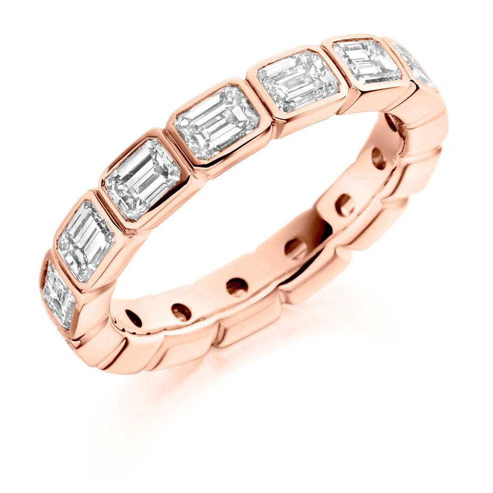 Rubover Diamond Full Eternity Ring with Right-Hand, 3.0ct in Rose Gold