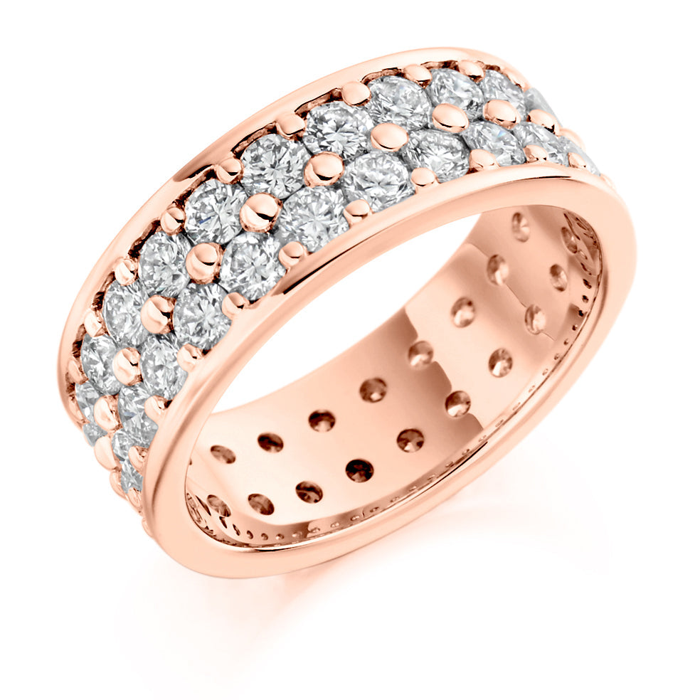 Claw-Set Diamond Full Eternity Ring, 3.15ct in Rose Gold