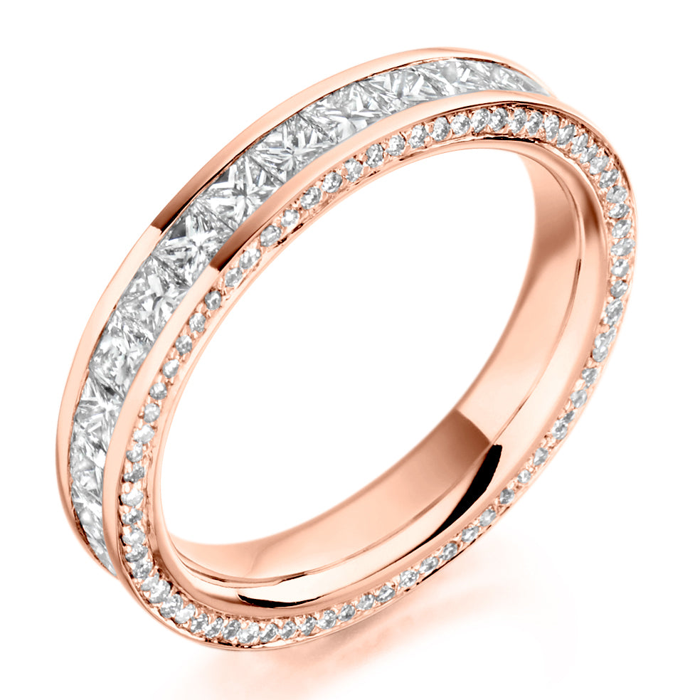 Channel & Grain-Set Diamond Full Eternity Ring, 2.4ct in Rose Gold