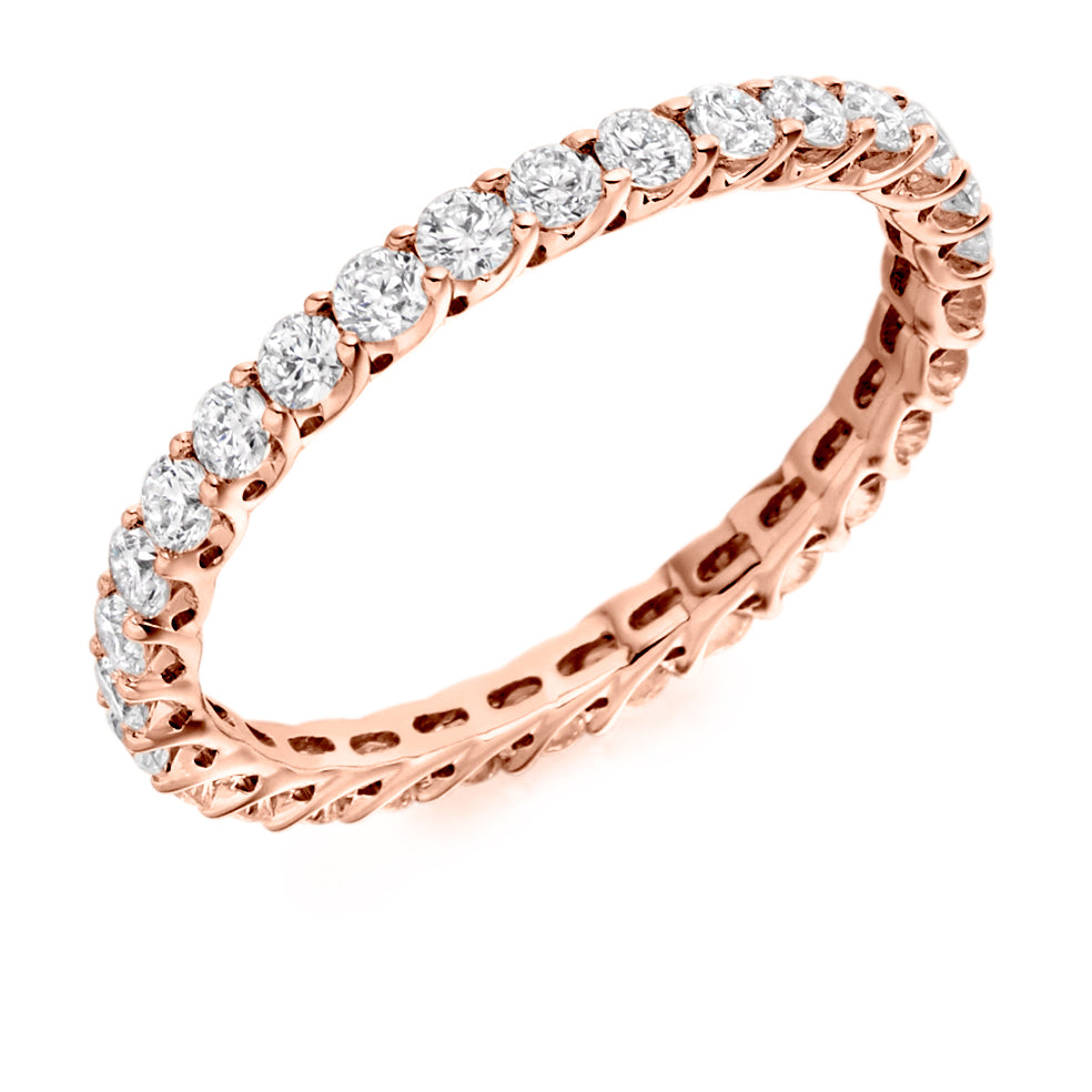 Claw-Set Diamond Full Eternity Ring F, 1.0ct in Rose Gold