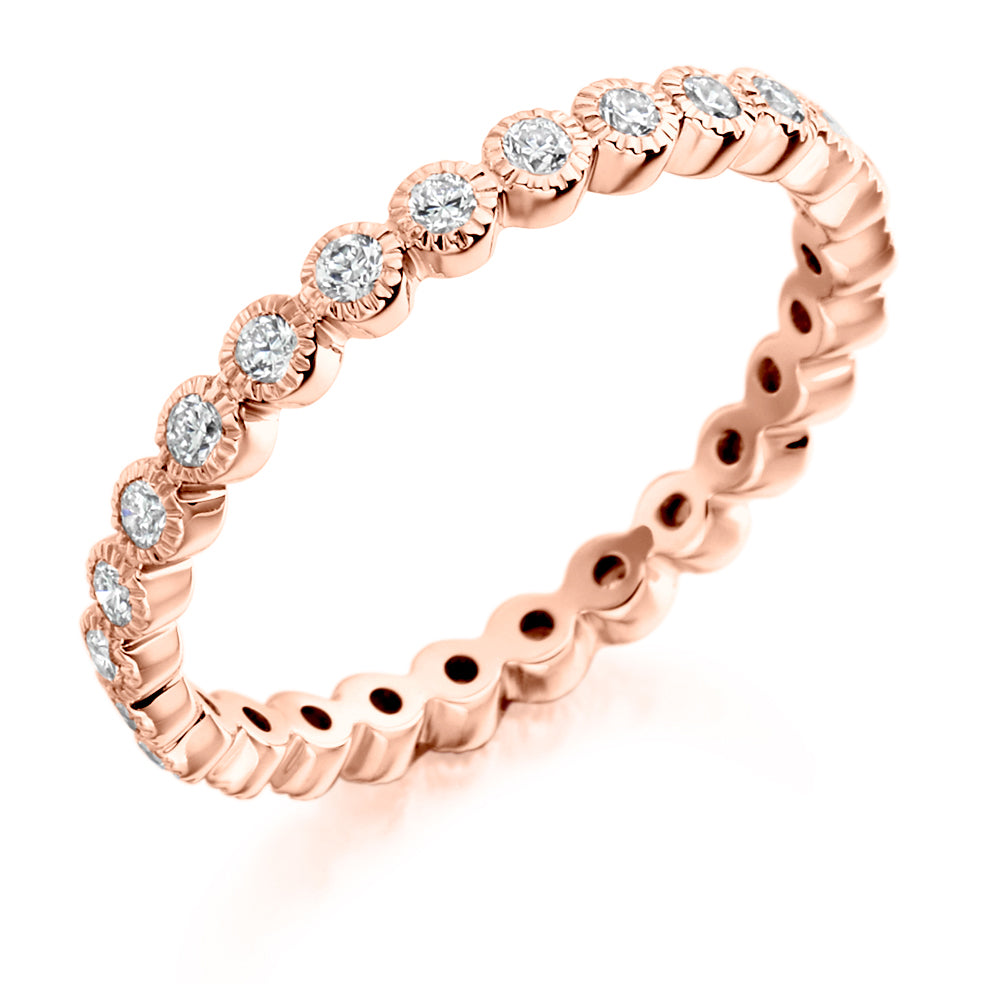 Rubover Diamond Full Eternity Ring with Right-Hand, 0.5ct in Rose Gold