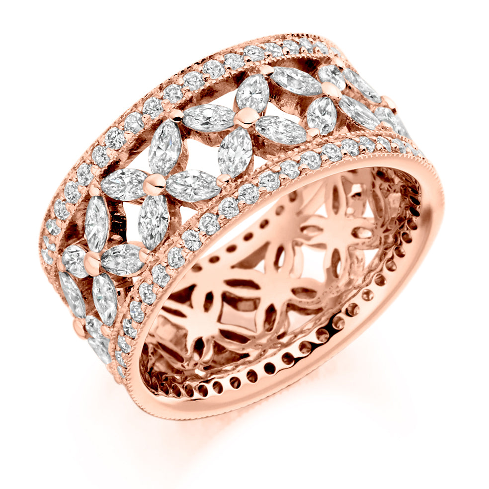 Milgrain Claw-Set Full Eternity Ring, 2.8ct total in Rose Gold
