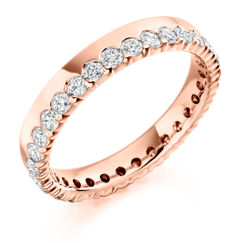 Offset Claw-Set Diamond Full Eternity Ring B, 1.0ct in Rose Gold