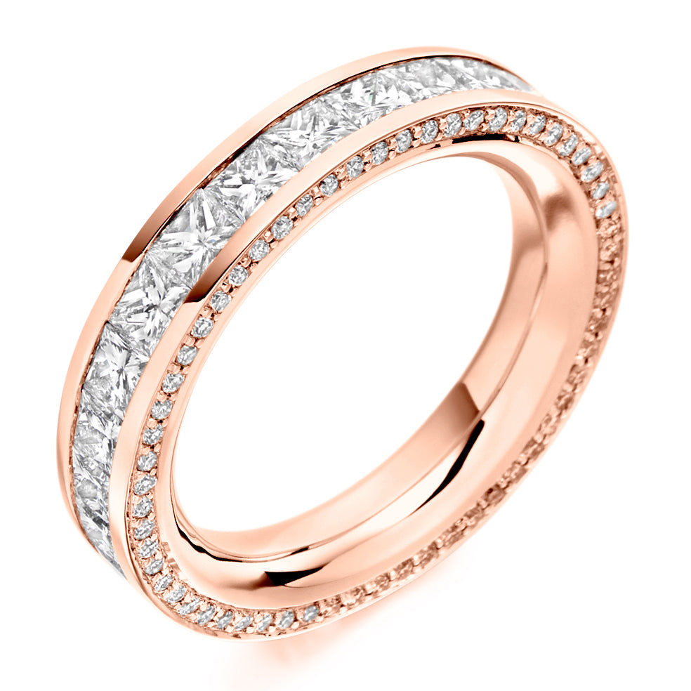 Channel & Grain-Set Diamond Full Eternity Ring, 3.6ct in Rose Gold