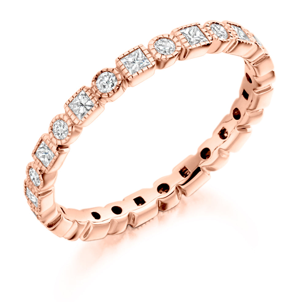 Rubover Diamond Full Eternity Ring with Right-Hand, 0.6ct in Rose Gold