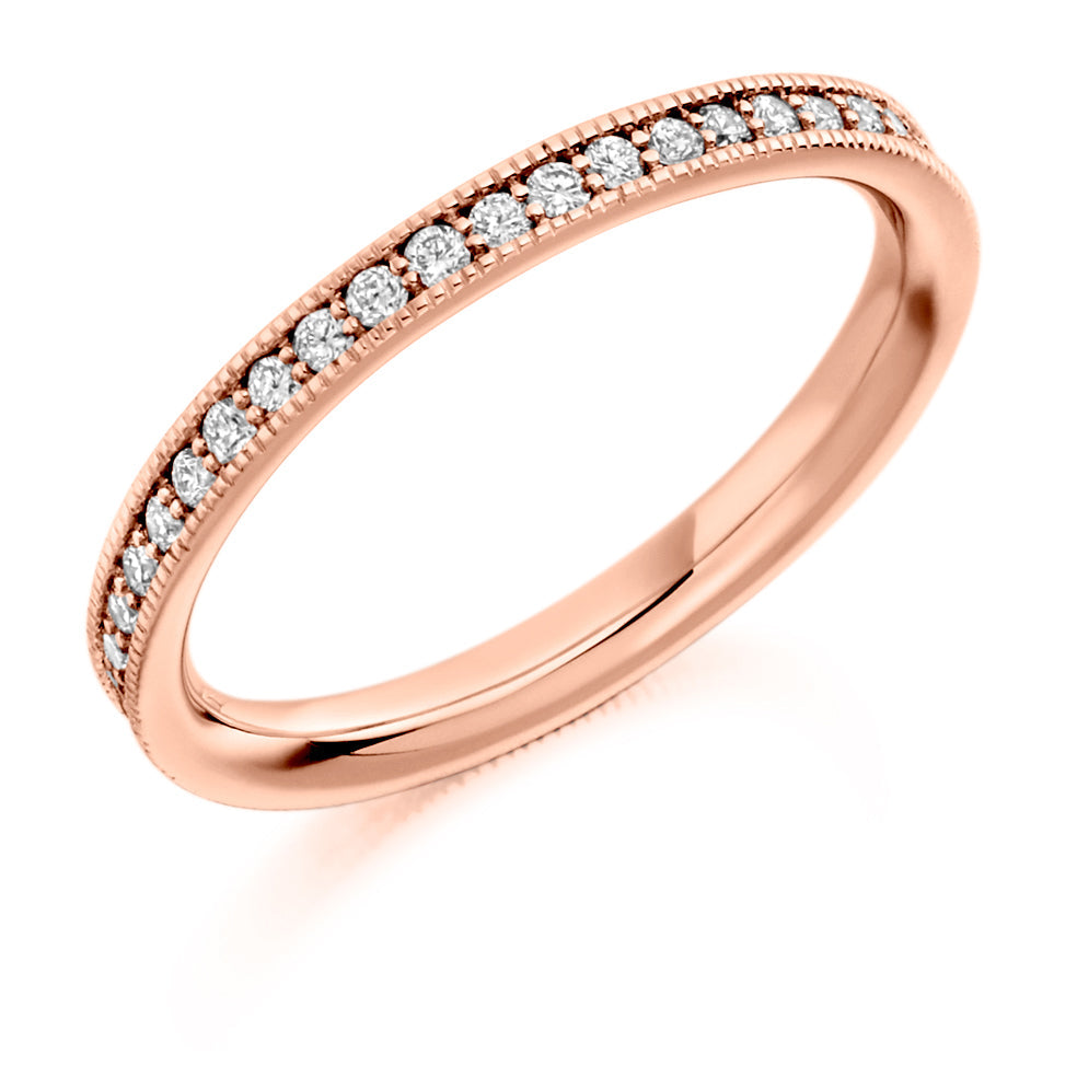 Milgrain Grain-Set Diamond Full Eternity Ring, 0.5ct in Rose Gold