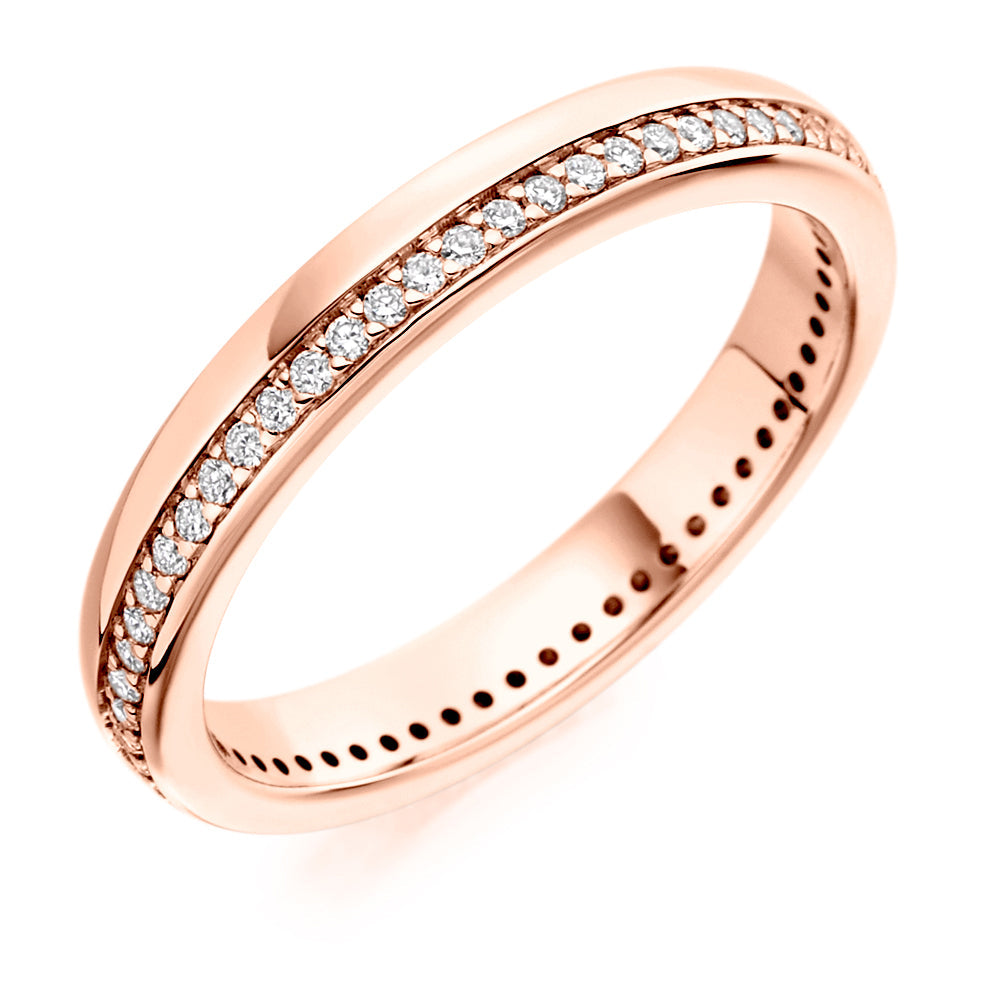 Offset Grain-Set Diamond Full Eternity Ring, 0.3ct in Rose Gold