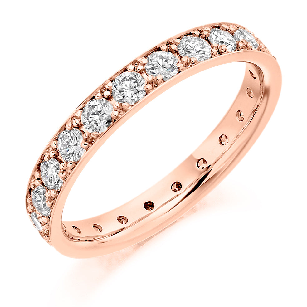Grain-Set Diamond Full Eternity Ring, 1.2ct in Rose Gold