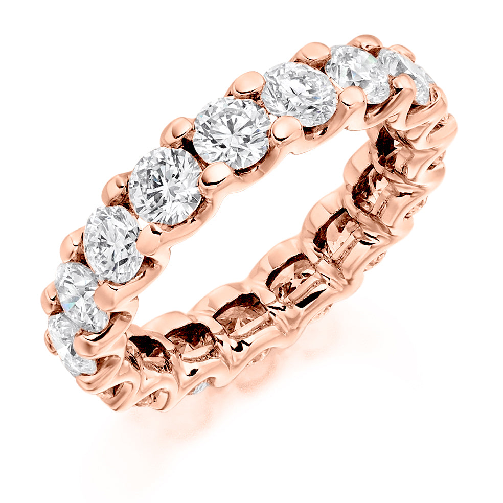 Claw-Set Diamond Full Eternity Ring, 4.0ct in Rose Gold
