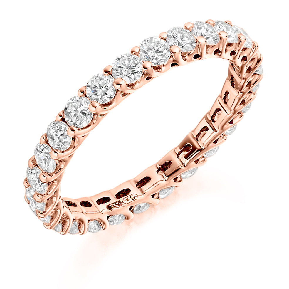 Claw-Set Diamond Full Eternity Ring F, 1.5ct in Rose Gold