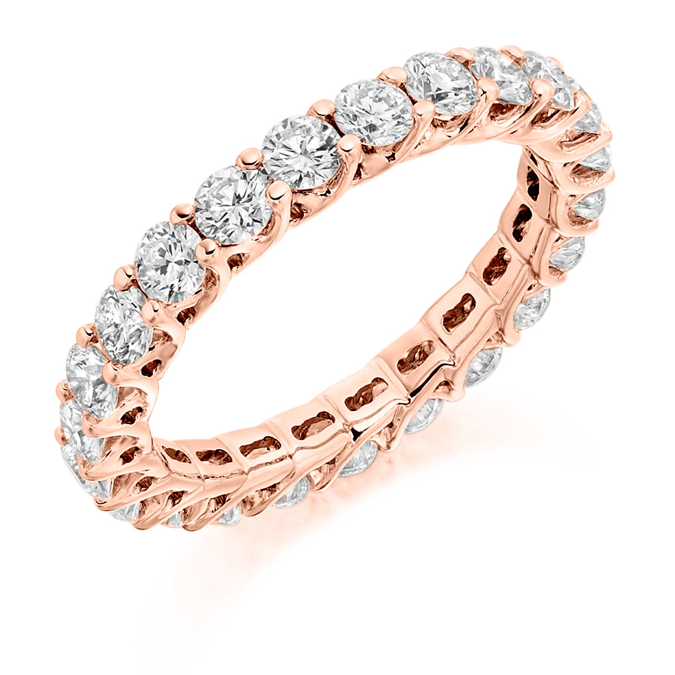 Claw-Set Diamond Full Eternity Ring E, 2.0ct in Rose Gold