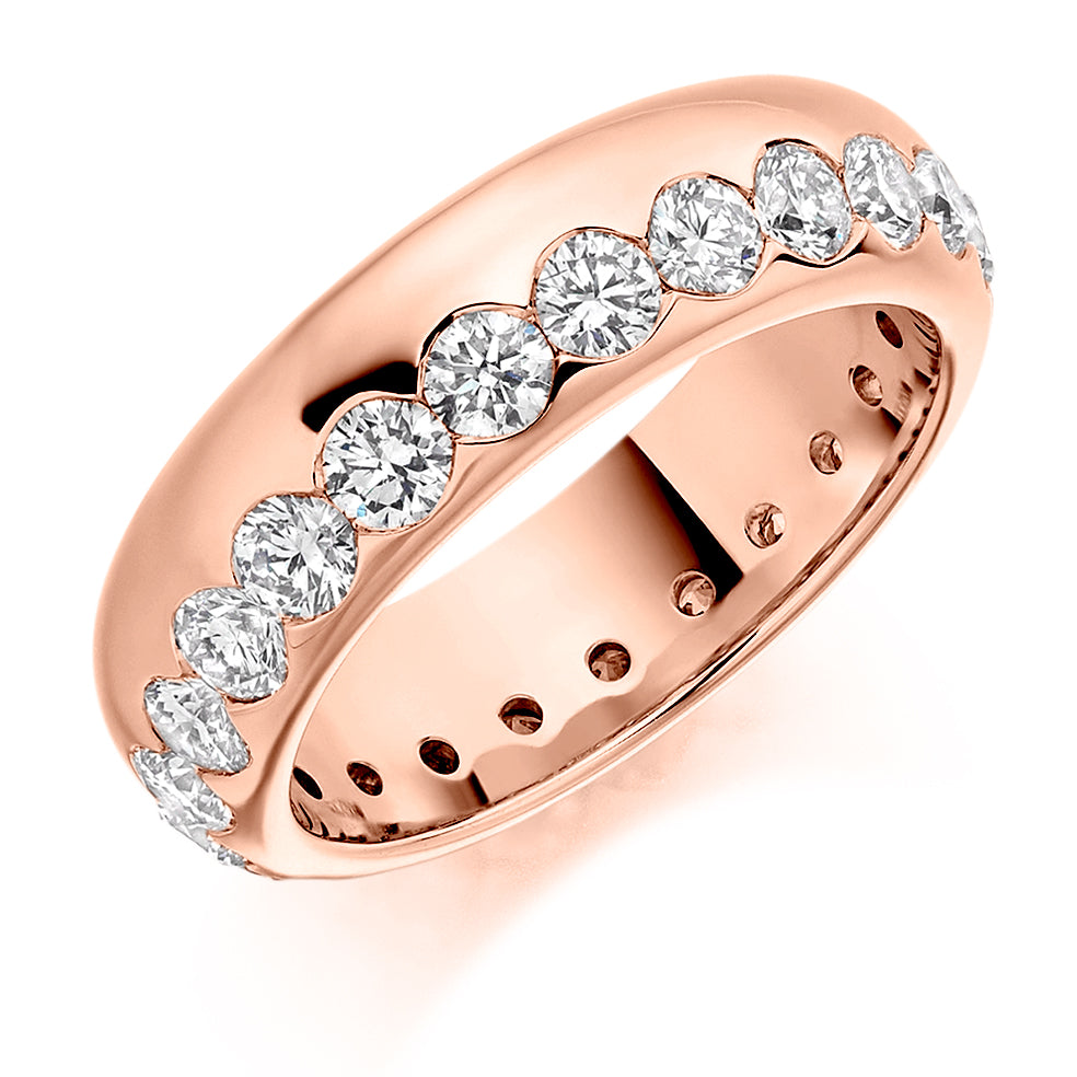 Offset Flush-Set Diamond Full Eternity Ring, 2.0ct in Rose Gold