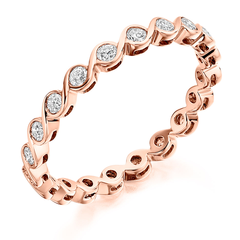 Rubover Diamond Full Eternity Ring, 0.5ct in Rose Gold