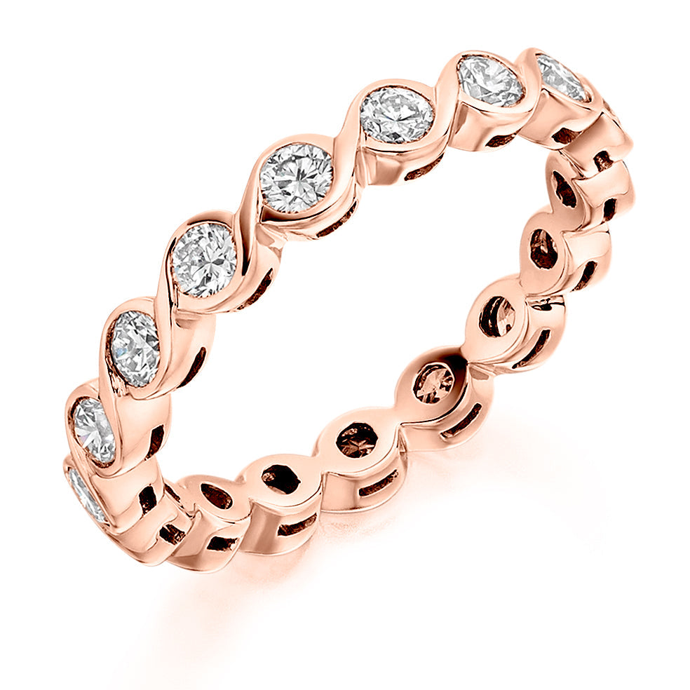 Rubover Diamond Full Eternity Ring with Right-Hand B, 1.0ct in Rose Gold