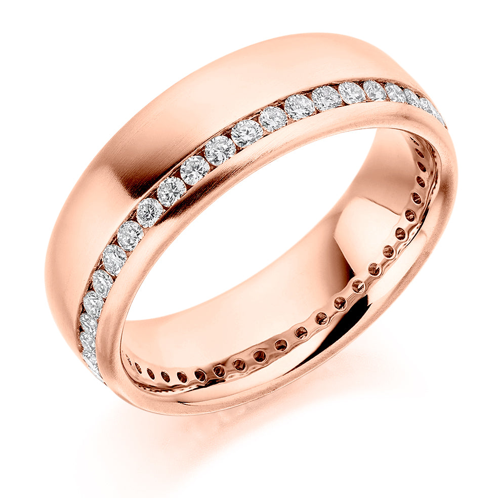 Offset Channel-Set Diamond Full Eternity Ring, 0.5ct in Rose Gold