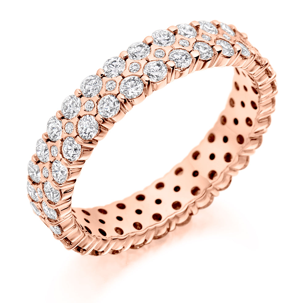 Micro-Pavé Diamond Full Eternity Ring with Right-Hand, 1.55ct in Rose Gold