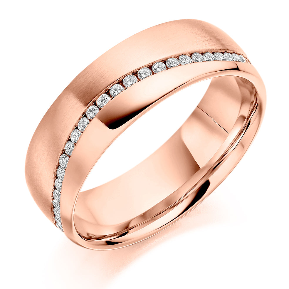Offset Channel-Set Diamond Full Eternity Ring, 0.35ct in Rose Gold