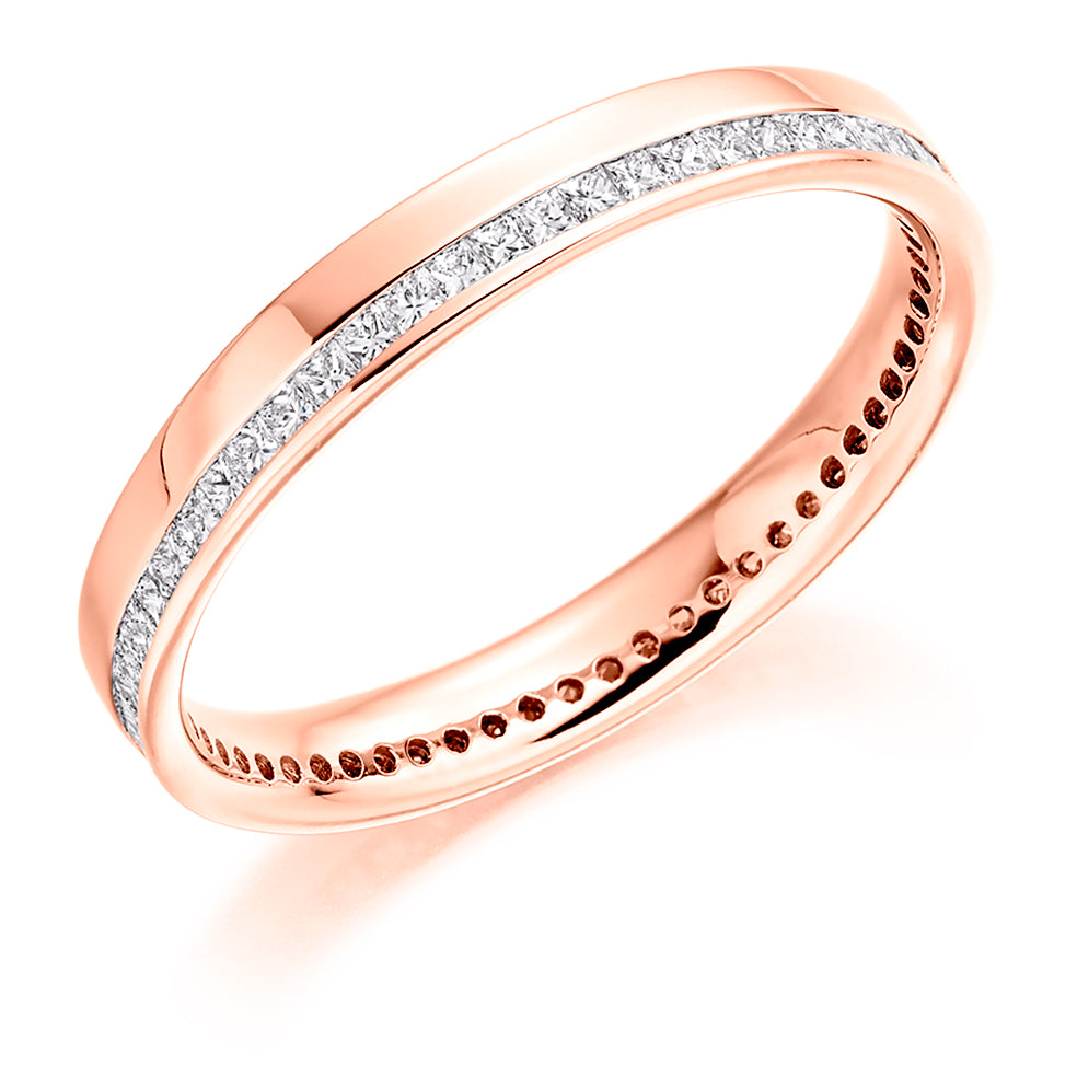 Offset Channel-Set Diamond Full Eternity Ring B, 0.4ct in Rose Gold