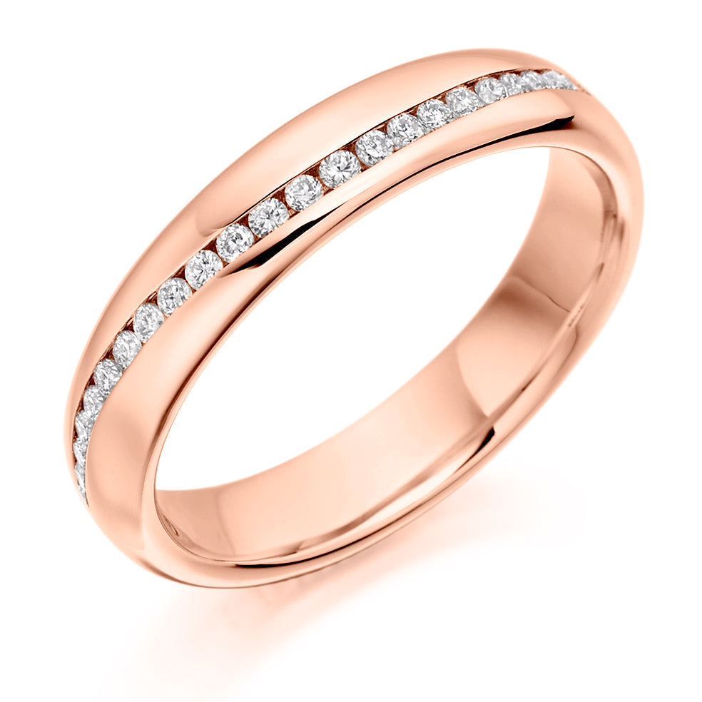 Offset Channel-Set Diamond Full Eternity Ring, 0.4ct in Rose Gold