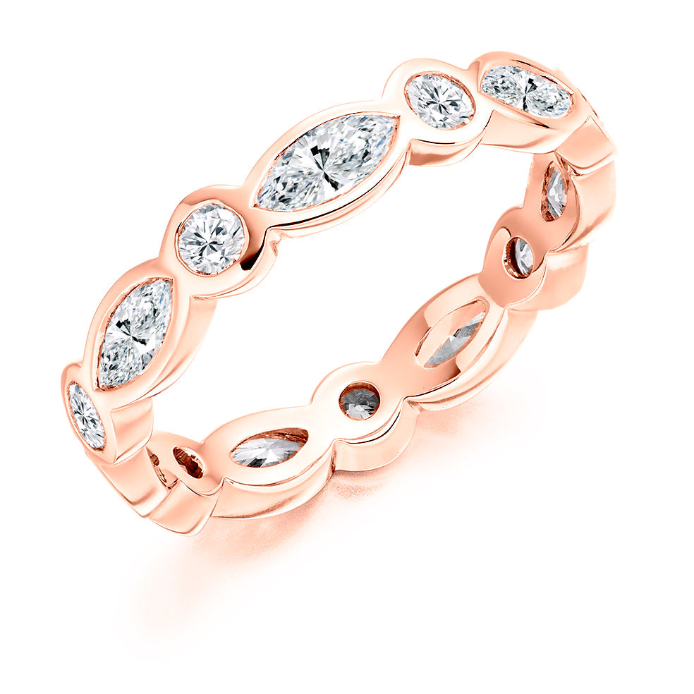 Rubover Diamond Full Eternity Ring, 1.6ct in Rose Gold