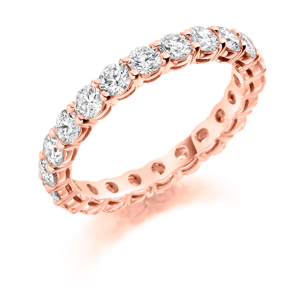 Claw-Set Diamond Full Eternity Ring E, 1.5ct in Rose Gold