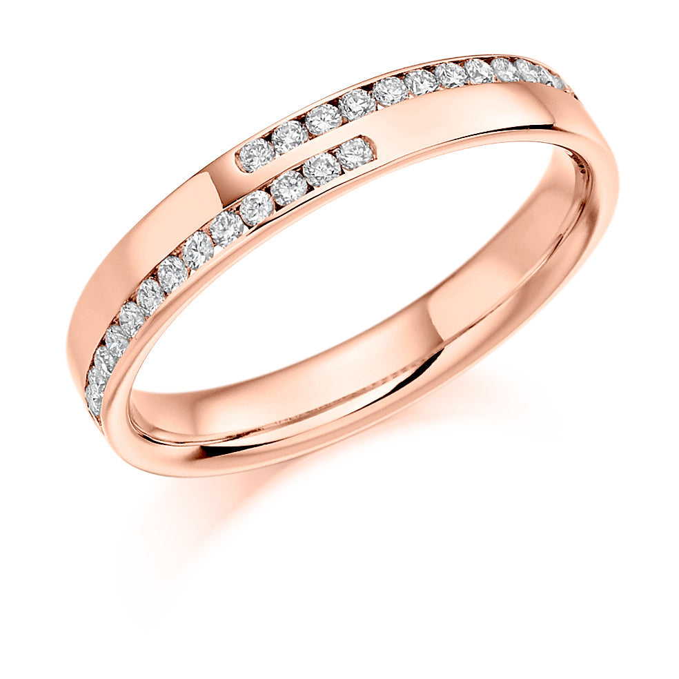 Offset Channel-Set Diamond Full Eternity Ring with Right-Hand, 0.5ct in Rose Gold