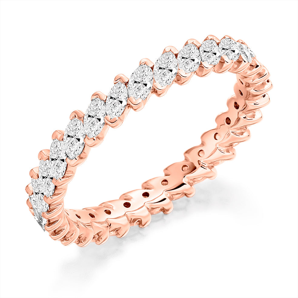 Claw-Set Diamond Full Eternity Ring, 1.2ct in Rose Gold