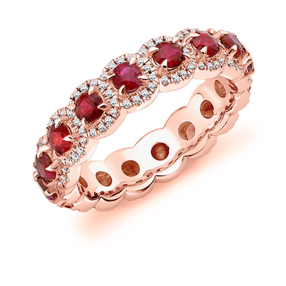 Ruby & Diamond Full Eternity Ring, 0.35ct in Rose Gold
