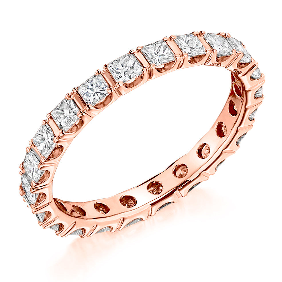 Claw-Set Diamond Full Eternity Ring C, 1.5ct in Rose Gold