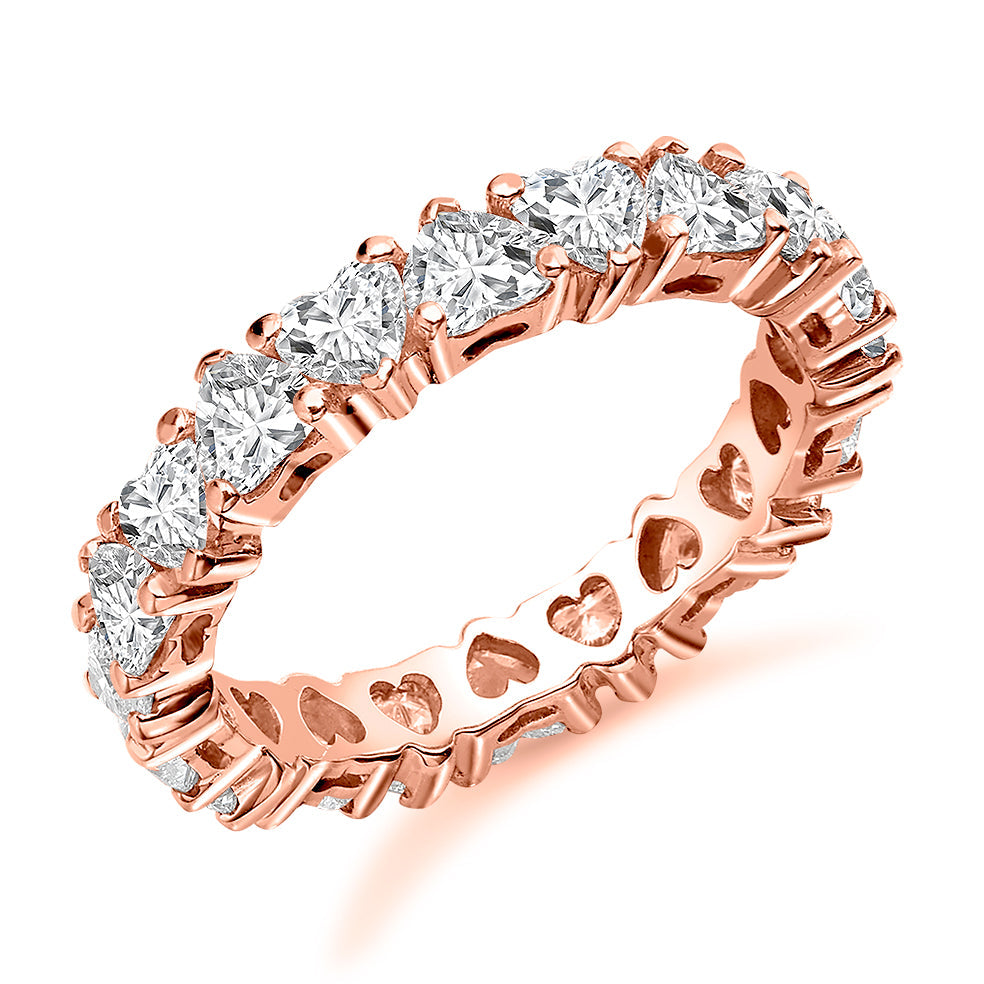 Claw-Set Diamond Full Eternity Ring with Right-Hand B, 3.0ct in Rose Gold