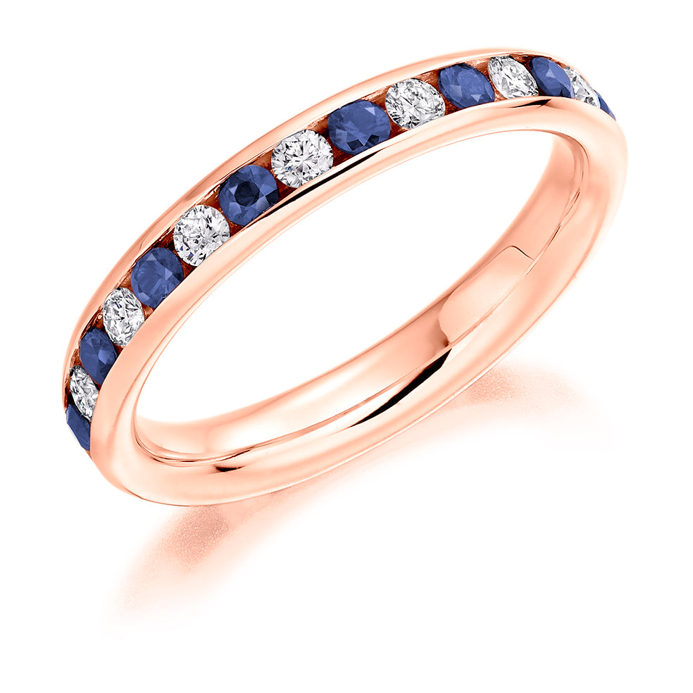 Sapphire & Diamond Full Eternity Ring, 0.55ct in Rose Gold