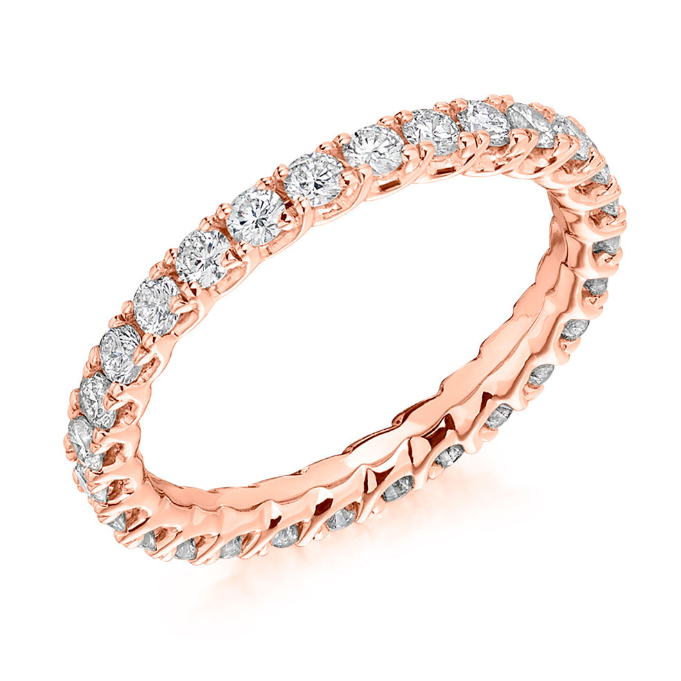 Claw-Set Diamond Full Eternity Ring E, 1.0ct in Rose Gold