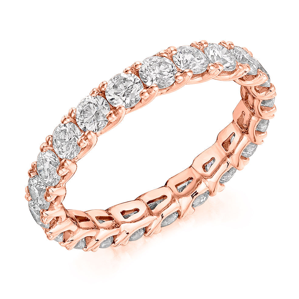 Claw-Set Diamond Full Eternity Ring F, 2.0ct in Rose Gold