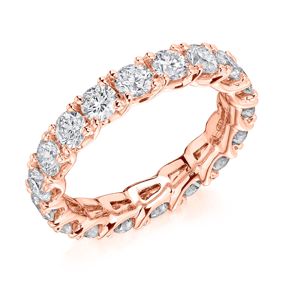 Claw-Set Diamond Full Eternity Ring G, 3.0ct in Rose Gold