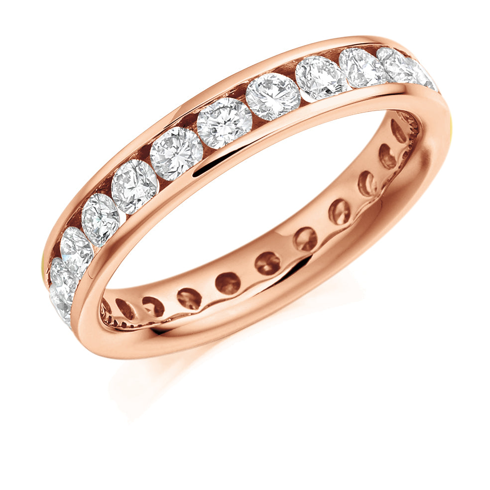 Channel-Set Diamond Full Eternity Ring with Right-Hand, 2.0ct in Rose Gold