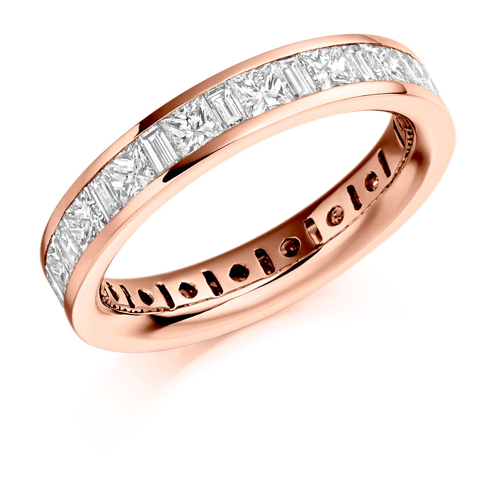 Channel-Set Diamond Full Eternity Ring with Right-Hand, 3.0ct in Rose Gold