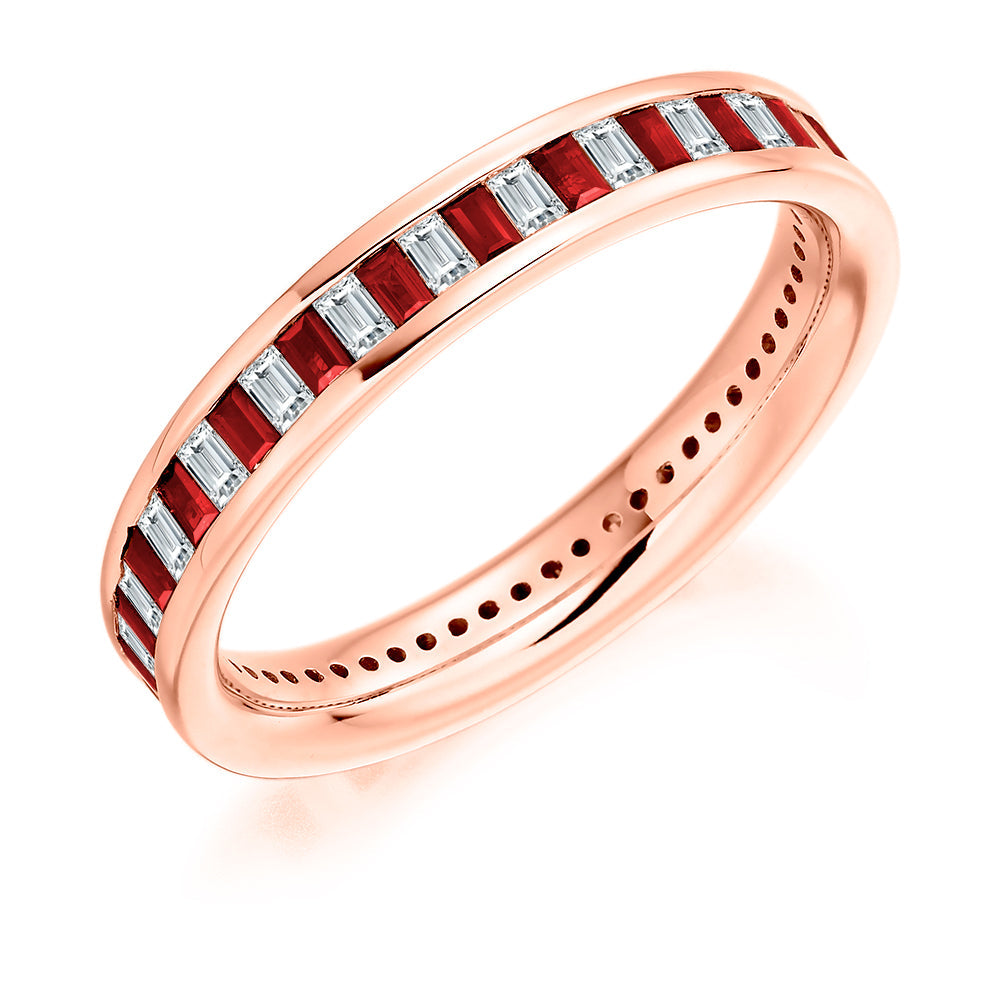 Ruby & Diamond Full Eternity Ring, 0.48ct in Rose Gold