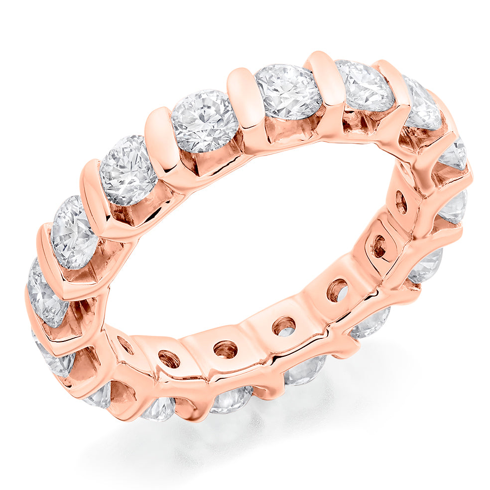 Bar-Set Full Eternity Ring, 3.0ct total in Rose Gold