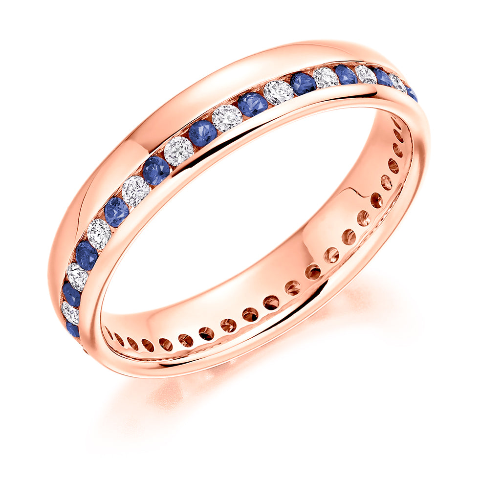 Sapphire & Diamond Full Eternity Ring, 0.27ct in Rose Gold