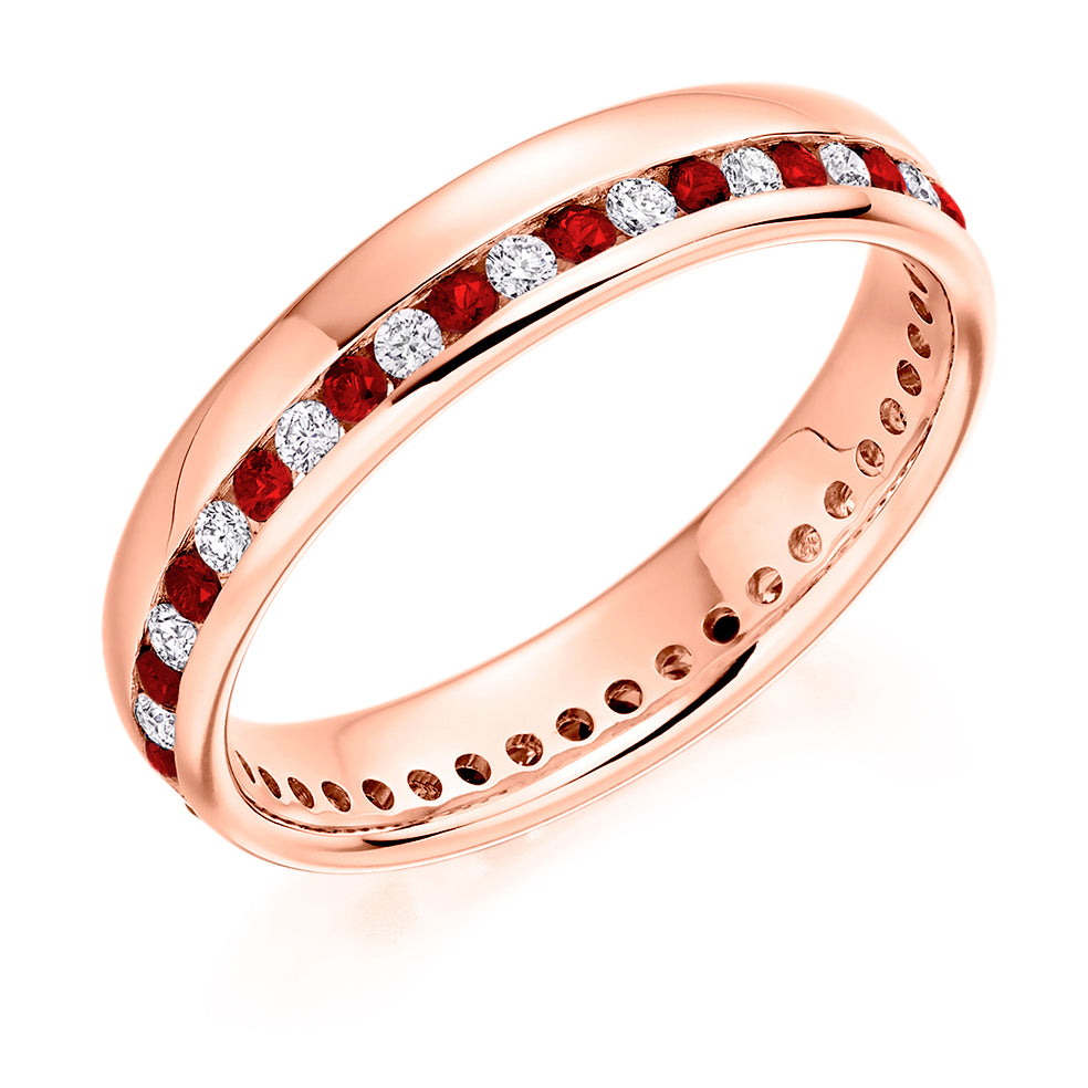 Ruby & Diamond Full Eternity Ring, 0.27ct in Rose Gold