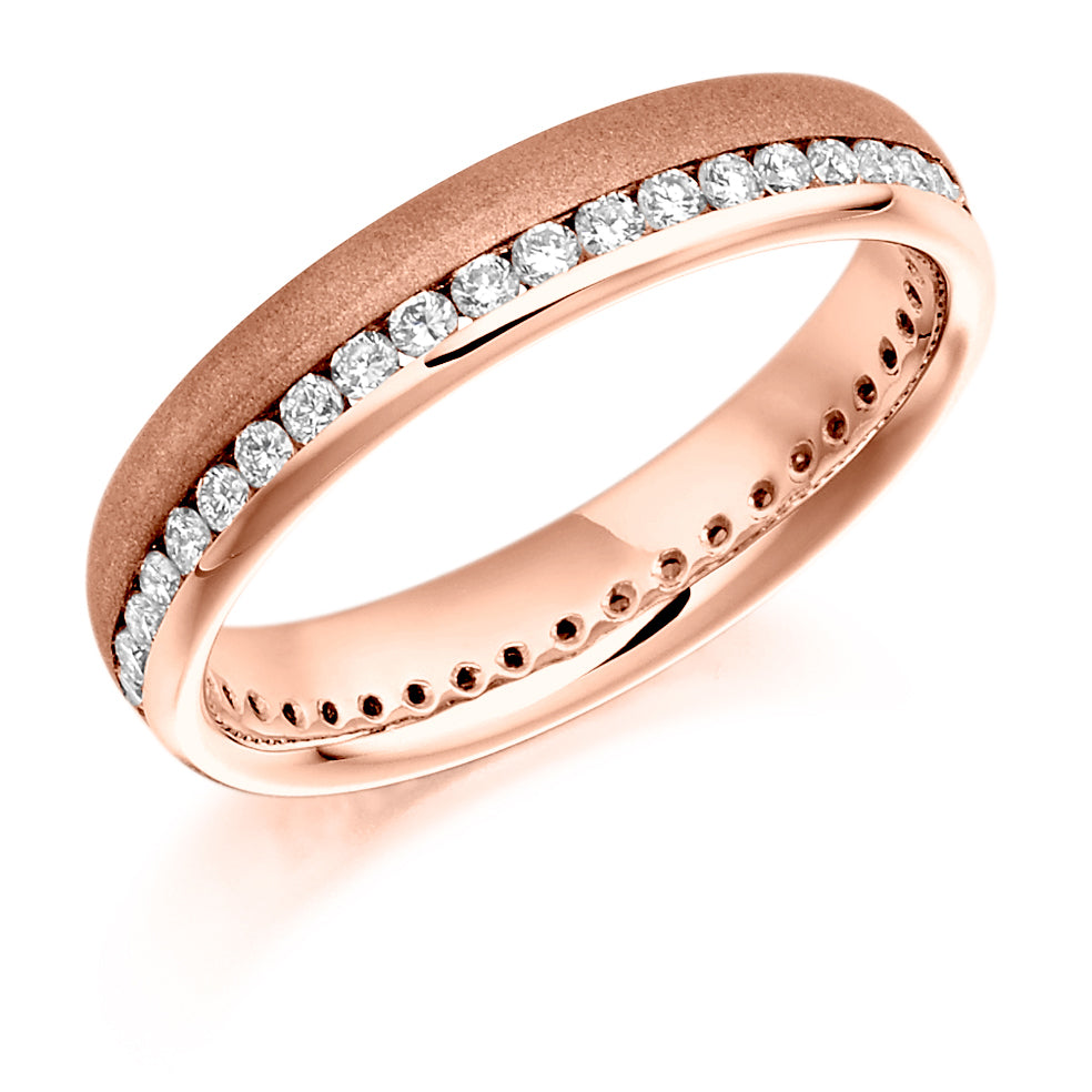 Offset Channel-Set Diamond Full Eternity Ring, 0.51ct in Rose Gold