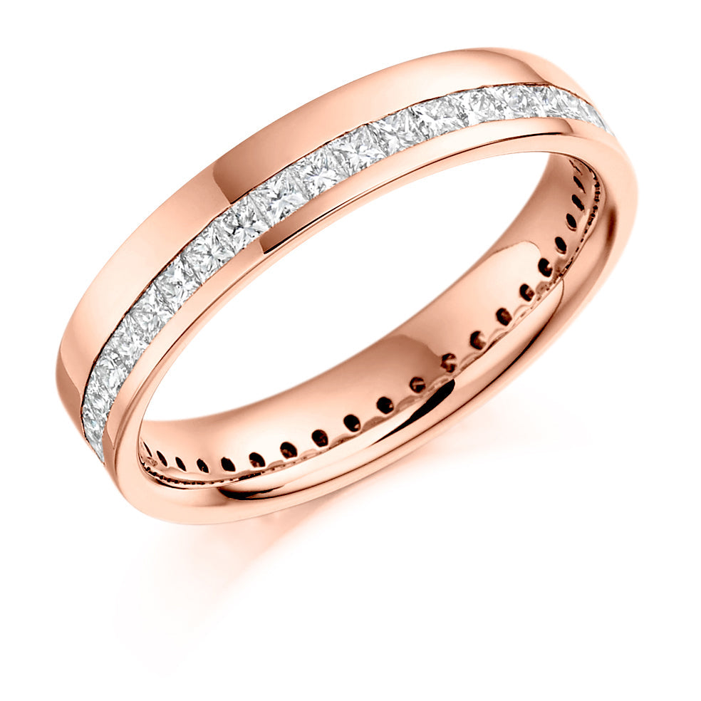 Offset Channel-Set Diamond Full Eternity Ring, 1.0ct in Rose Gold