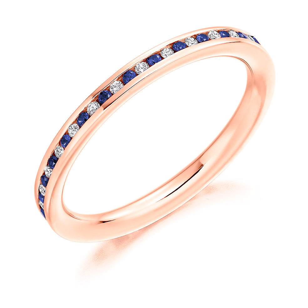 Sapphire & Diamond Full Eternity Ring, 0.17ct in Rose Gold