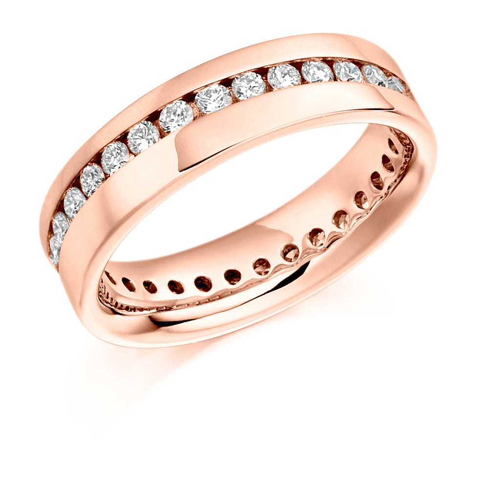 Offset Channel-Set Diamond Full Eternity Ring, 0.77ct in Rose Gold