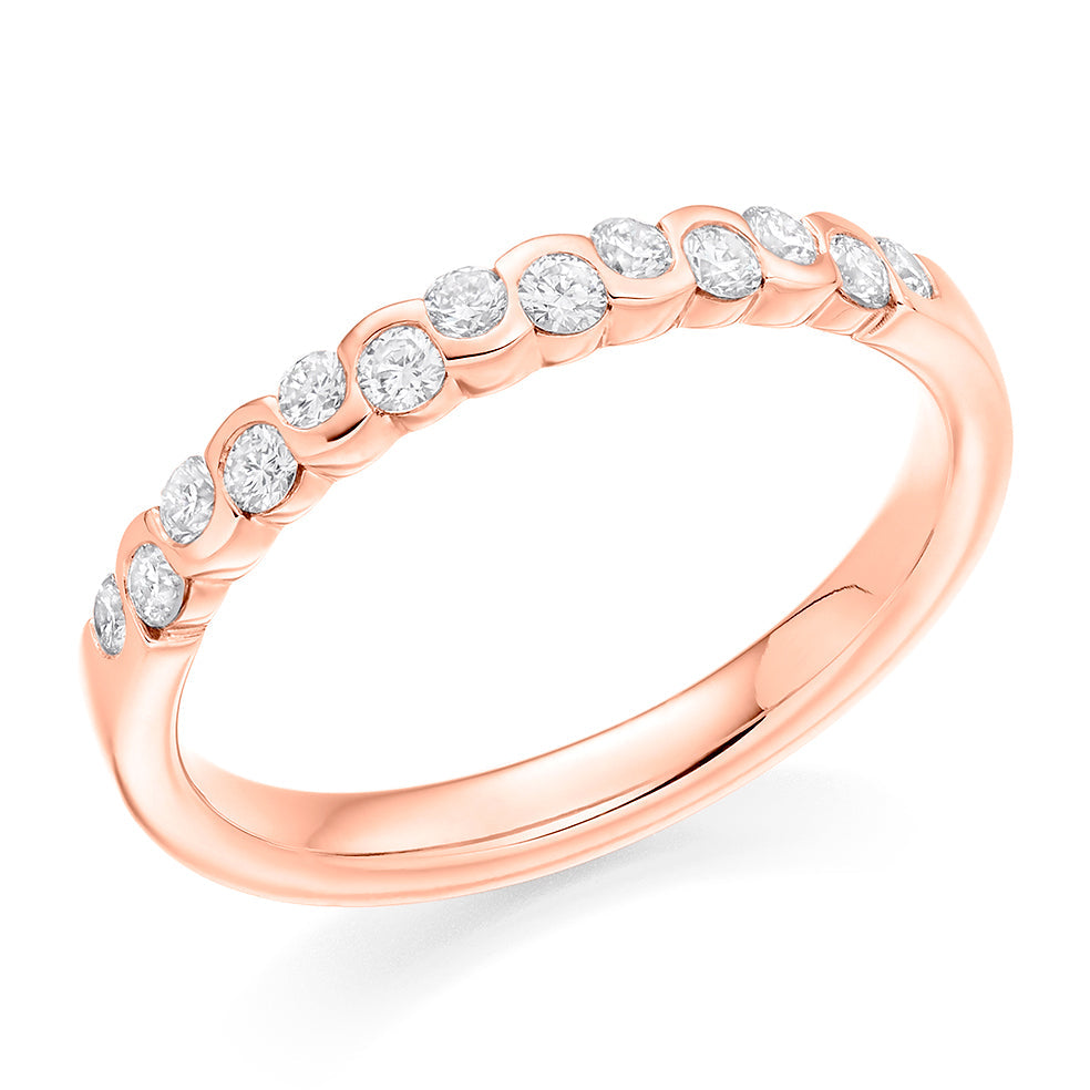 Rubover Half Eternity Ring, 0.33ct total in Rose Gold