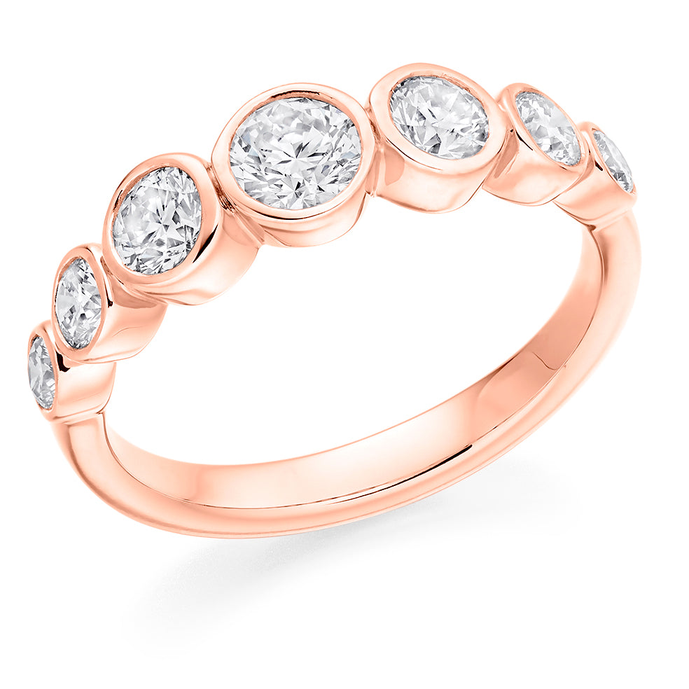 Rubover Half Eternity Ring, 1.1ct total in Rose Gold