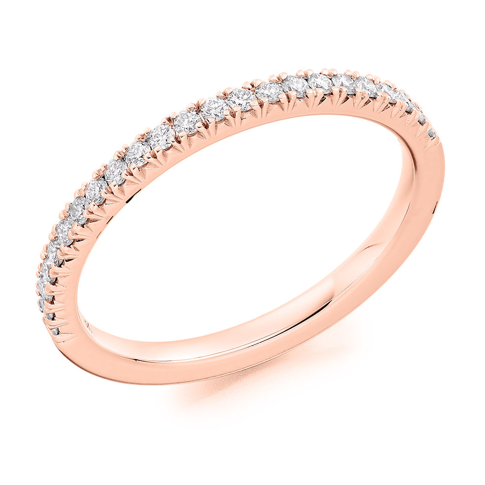French-Cut Diamond Half Eternity Ring, 0.25ct in Rose Gold