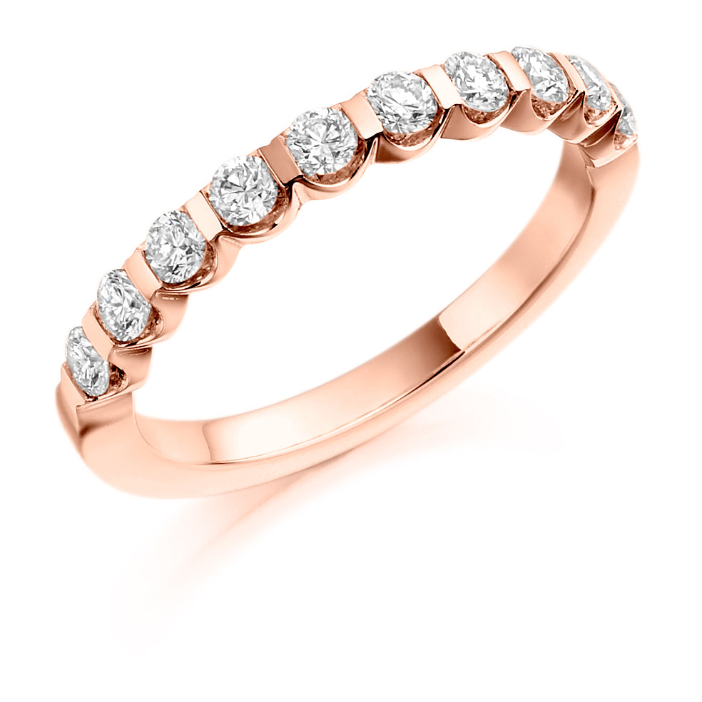 Bar-Set Half Eternity Ring, 0.5ct total (HET1035) in Rose Gold